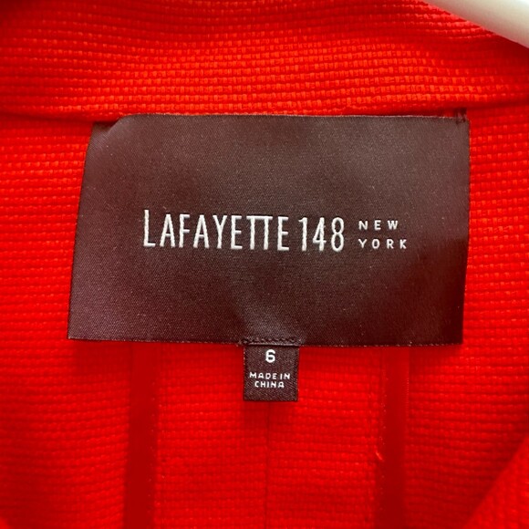 Lafayette 148 New York Collared Button Up Blazer Jacket Size 6 Red - Picture 3 of 8